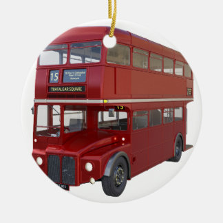 Double Decker Red Bus in Front Profile Ceramic Tree Decoration
