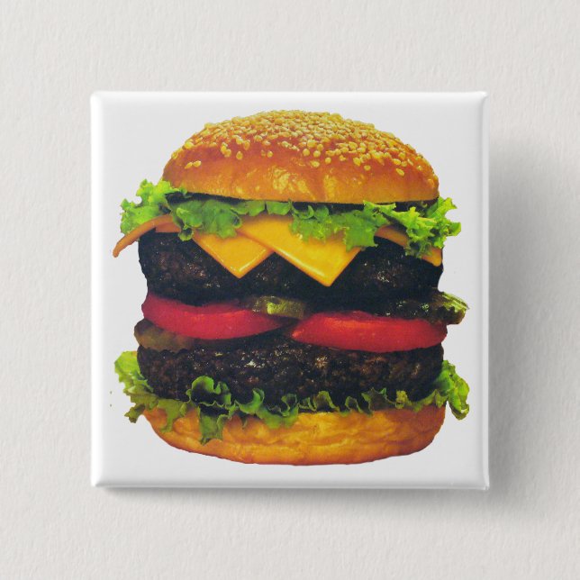Double Deluxe Hamburger with Cheese 15 Cm Square Badge (Front)
