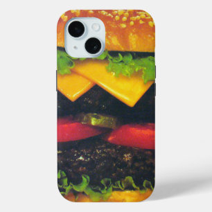 Double Deluxe Hamburger with Cheese iPhone 15 Case
