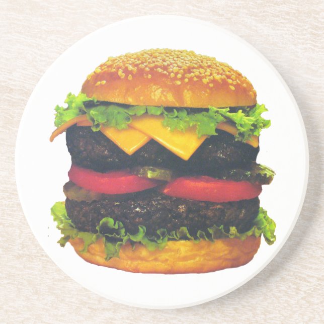 Double Deluxe Hamburger with Cheese Coaster (Front)