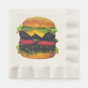 Double Deluxe Hamburger with Cheese Paper Napkins
