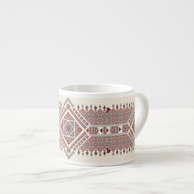 Double Diamond Palestinian Tatreez Expresso Mug (Front Right)