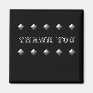 Double Diamond Thank You Magnet ~ black and silver