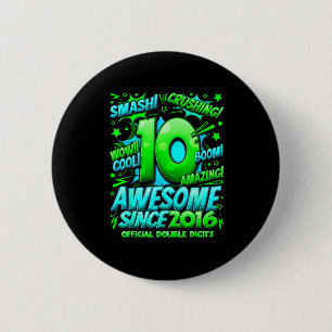 Double Digits 10 Year Old Boys 10th Birthday Boy  6 Cm Round Badge
