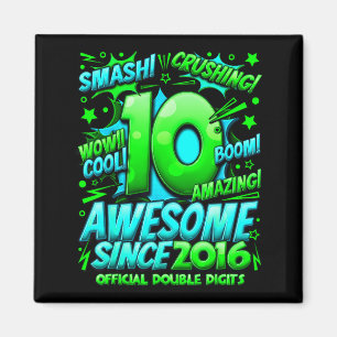 Double Digits 10 Year Old Boys 10th Birthday Boy  Magnet