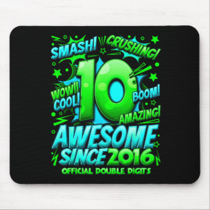 Double Digits 10 Year Old Boys 10th Birthday Boy  Mouse Pad