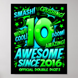 Double Digits 10 Year Old Boys 10th Birthday Boy Poster