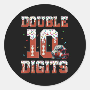 Double Digits 10 Year Old Ice Cream Drip Football Classic Round Sticker