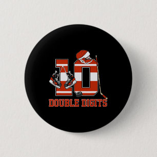 Double Digits 10 Years Old Birthday Hockey 10th Bd 6 Cm Round Badge