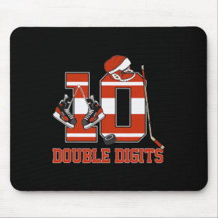 Double Digits 10 Years Old Birthday Hockey 10th Bd Mouse Pad
