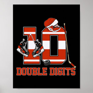 Double Digits 10 Years Old Birthday Hockey 10th Bd Poster