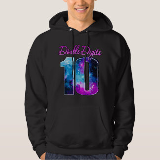 Double Digits 10 Years Old Galaxy Theme, Blue Pink Hoodie