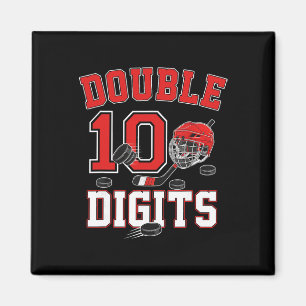 Double Digits 10th Birthday 10 Year Old Boy Hockey Magnet