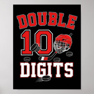 Double Digits 10th Birthday 10 Year Old Boy Hockey Poster