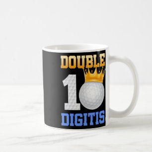 Double Digits 10th Birthday 10 Year Old Golfer Gol Coffee Mug
