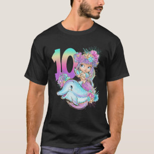 Double Digits 10th Birthday Mermaid 10 Ten Birthda T-Shirt