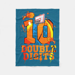 Double digits birthday boy basketball 10 year old fleece blanket
