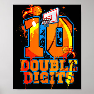 Double digits birthday boy basketball 10 year old poster