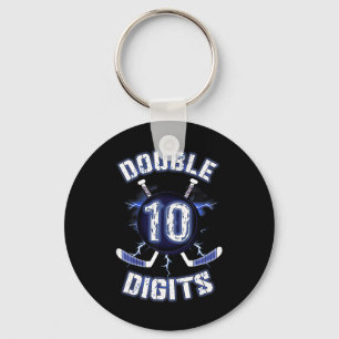 Double Digits Birthday Decorations Ice Hockey 10th Key Ring