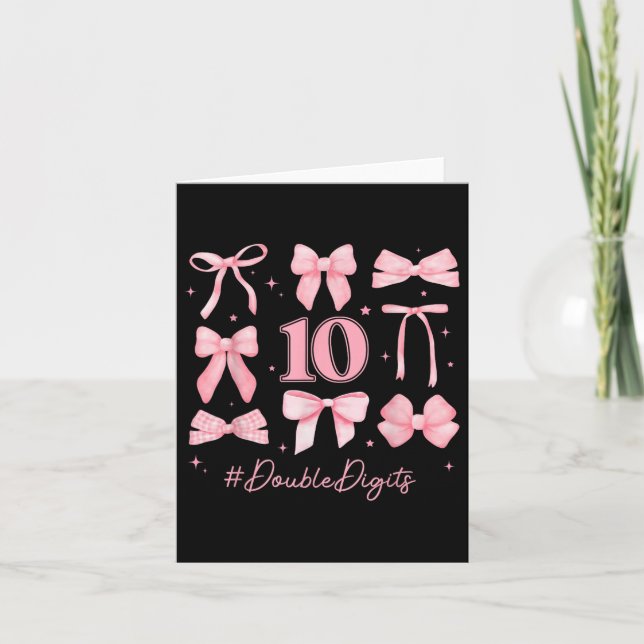 Double Digits Birthday Girl 10th Birthday Coquette Card (Front)