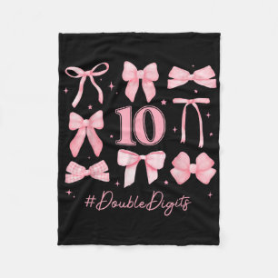 Double Digits Birthday Girl 10th Birthday Coquette Fleece Blanket