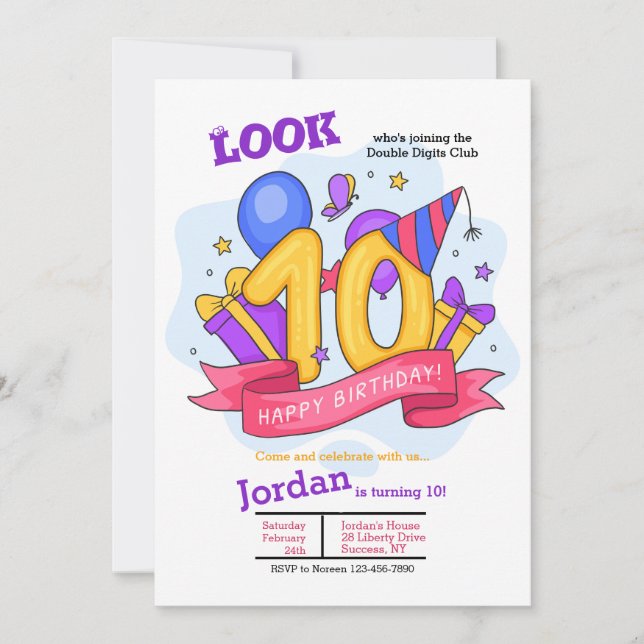 Double Digits Birthday Invitation (Front)
