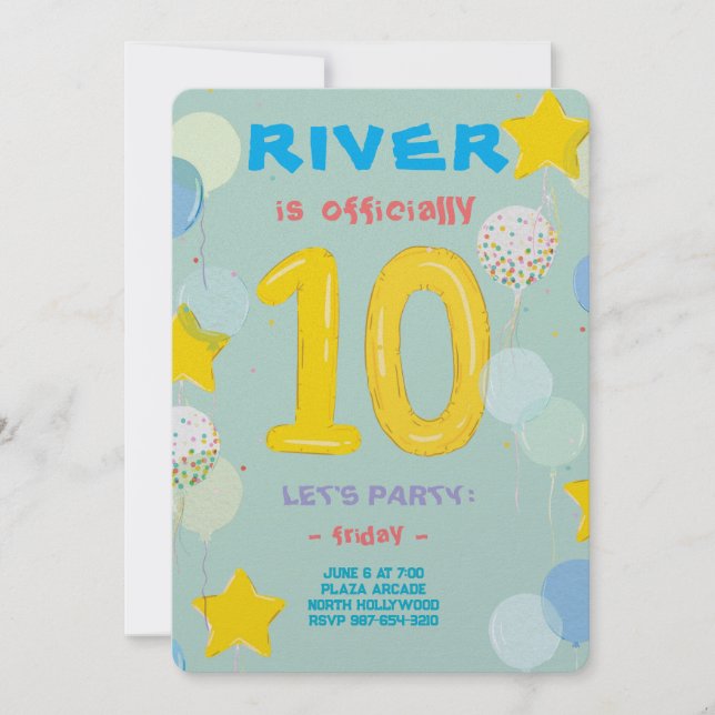 Double Digits Celebration Bash Invitation (Front)
