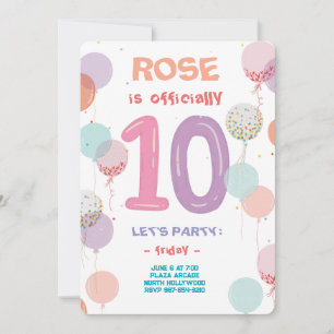 Double Digits Celebration Bash Invitation