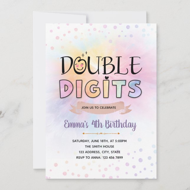 Double Digits Groovy birthday invitation (Front)