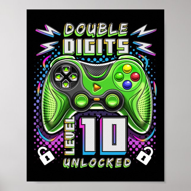 Double Digits Level 10 Unlocked Video Game 10th Bi Poster (Front)