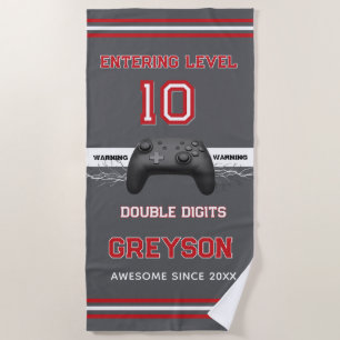Double digits! Perfect Ten Year old Birthday Beach Towel