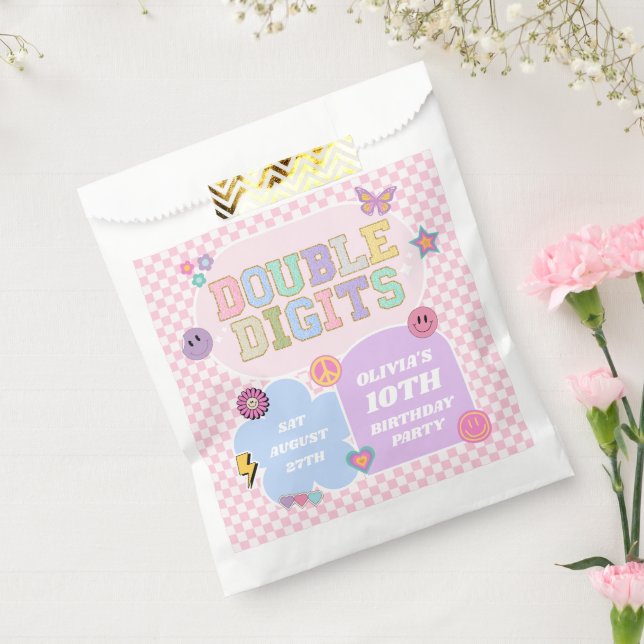 Double Digits Preppy Patch 10th Birthday Party Favour Bag (Sealed)