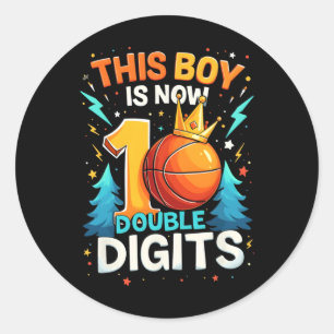 Double Digits Sketll Birthday Boy 10 Year Celebrat Classic Round Sticker