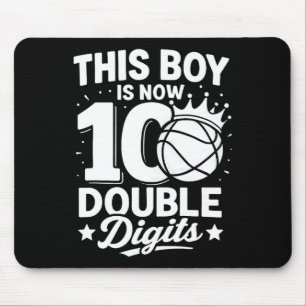 Double Digits Sketll Birthday Boy 10 Year Celebrat Mouse Pad