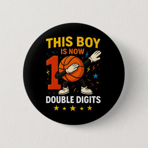 Double Digits Sketll Birthday Boy 10 Year Dabbing 6 Cm Round Badge