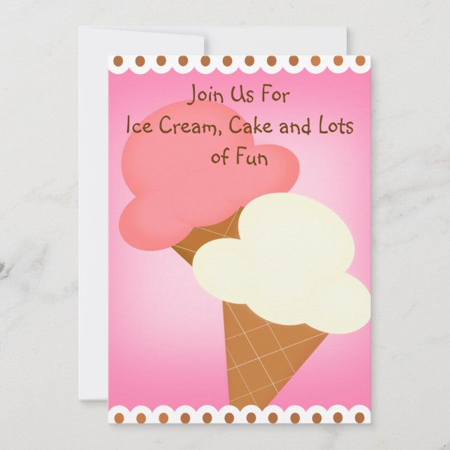 Double Dip Ice Cream Birthday Invitation (Front)