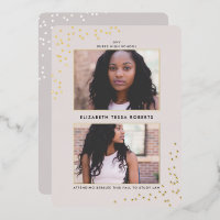 Double Dotted Graduation Foil Invitation