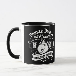 Double Double Toil and Trouble Cauldron Halloween Mug