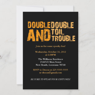Double Double Toil & Trouble   Halloween Party Invitation