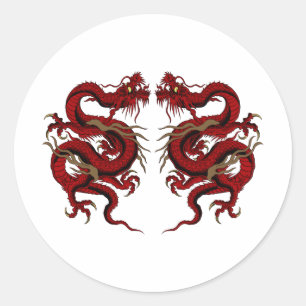 Double Dragon Classic Round Sticker