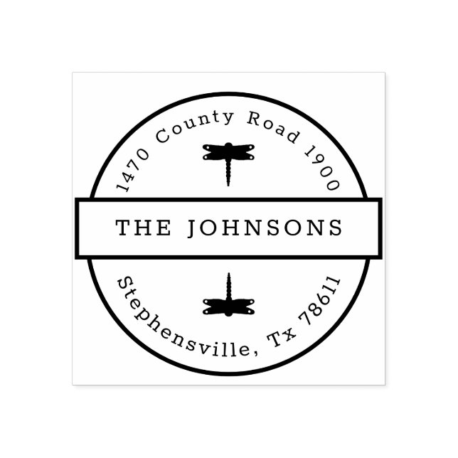 Double Dragonfly Return Address Rubber Stamp (Imprint)