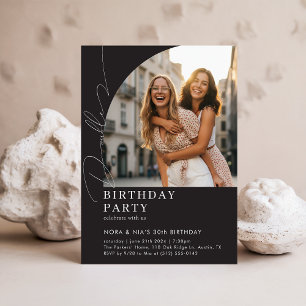 Double Dual Joint Celebration Photo Birthday Party Invitation