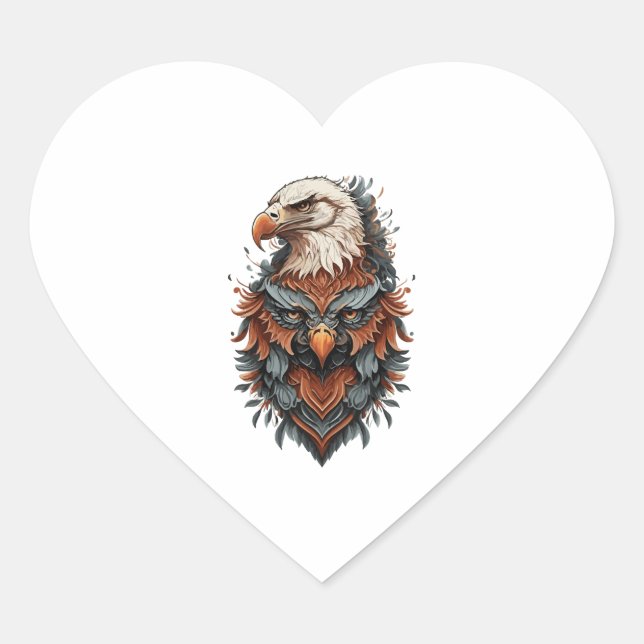 Double Eagle Design Heart Sticker (Front)