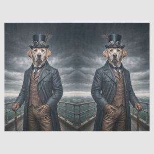 Double Elegant Victorian Steampunk Lab Dog Art Tissue Paper