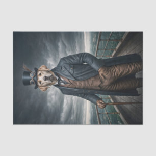 Double Elegant Victorian Steampunk Lab Dog Art Tissue Paper