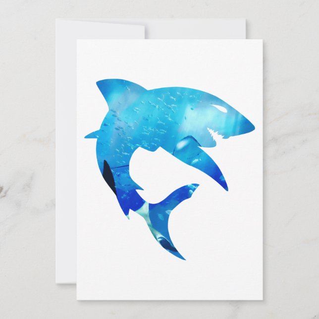 Double Exposure Animals Shark Aquarium Gift Idea Save The Date (Front)