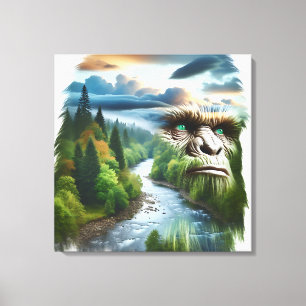 Double Exposure Bigfoot in Nature Canvas Print