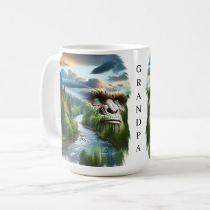 Double Exposure Bigfoot in Nature Personalized Coffee Mug