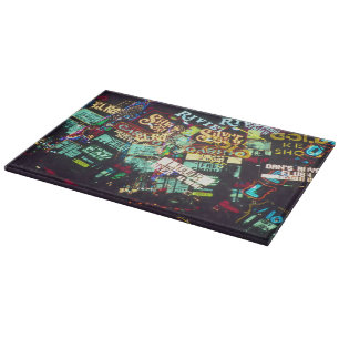 Double exposure, casino signs, Las Vegas, Cutting Board