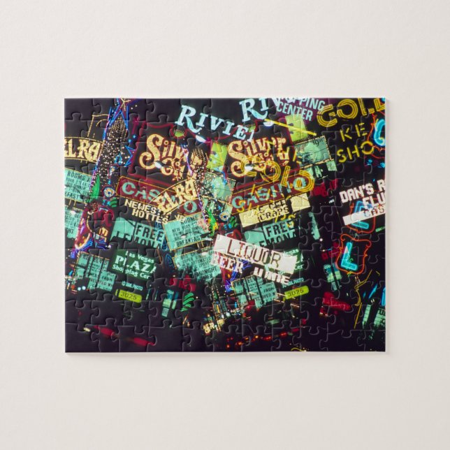 Double exposure, casino signs, Las Vegas, Jigsaw Puzzle (Horizontal)